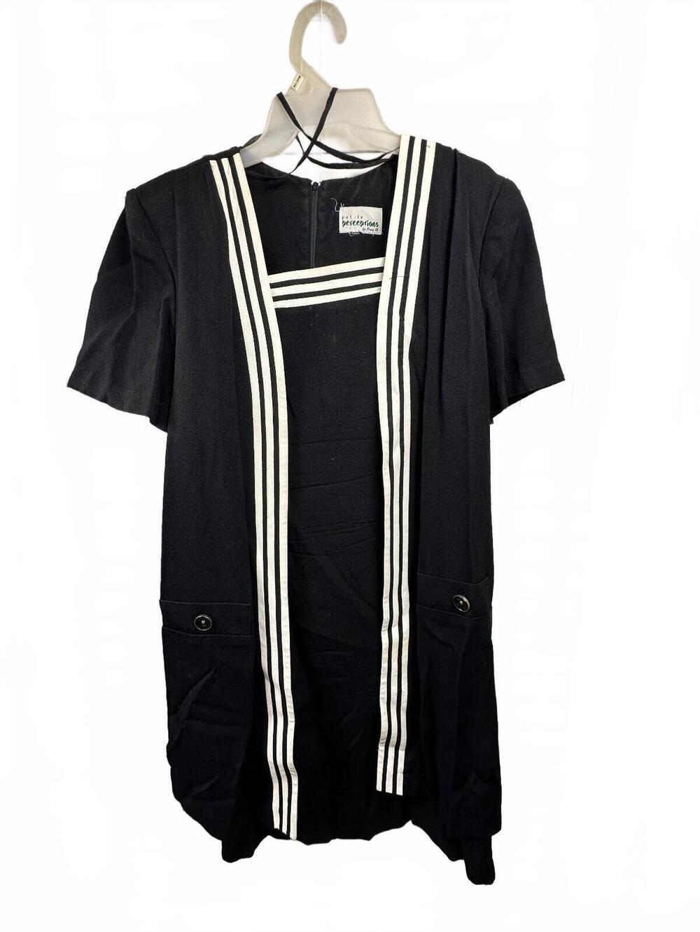 Petite Perceptions Frances B Black Ivory Stripe Midi Dress Vintage